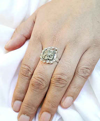 Divinity Crystals Natural Certified Pyrite Crystal Adjustable Ring Geode Cluster for Men and Women
