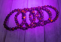 Yooperlite Fluorescent Bracelet – 8mm Certified Natural Stone UV Reactive Handmade Stretch Bracelet
