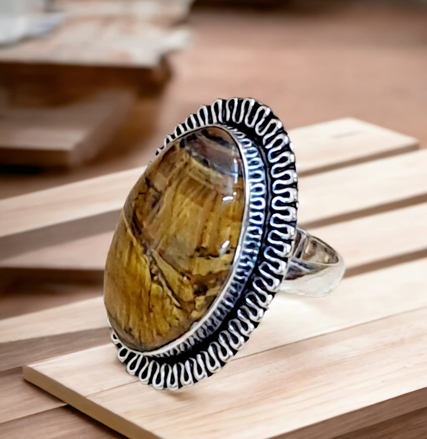 Divinity Certified Tiger Eye Crystal Ring for Abundance, Prosperity, Self Love, Wealth, Will Power, and Protection