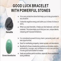 Hematite Green Aventurine Bracelet - 8mm Beads for Reiki Chakra Healing, Yoga, and Meditation - Unisex Certified Good Luck Crystal Bracelet