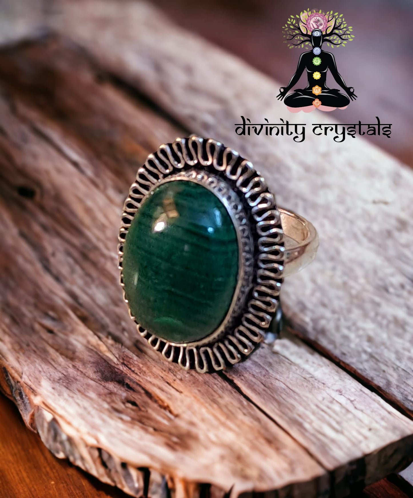 Divinity Certified Malachite Adjustable Crystal Ring for Love - Guardian of Heart Unisex Design