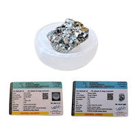 Pyrite Stone Cluster for Manifesting Financial Abundance with Selenite Bowl and White Sage Leaves Default Title