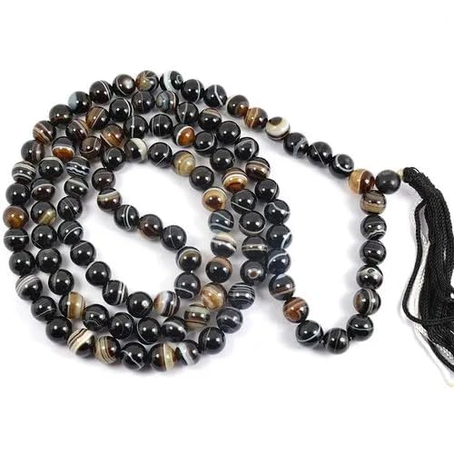 Divinity Crystals Sulemani Hakik Jaap Mala Collection for Men and Women - Natural Pure 8 mm Beads for Yoga Reiki Meditation Feng Shui