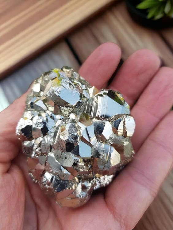 Pyrite Stone Cluster for Manifesting Financial Abundance with Selenite Bowl and White Sage Leaves