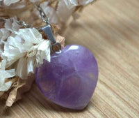 Genuine Amethyst Heart Pendant for Memory Power and Crown Chakra Healing