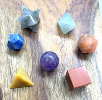 7 Chakra Crystal Set – Divine Platonic Solids Sacred Geometry Kit with Natural Gemstones and Merkaba Star for Chakra Reiki Healing, Energy, Yoga Meditation, Wicca, and Therapy