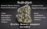 Divinity Crystals Golden Pyrite Crystal Cluster Geode - Original High Energy Natural Iron Pyrite Stone for Abundance, 200 Grams+ Size