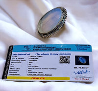 Divinity Opalite Crystal Ring - Certified Adjustable Healing Ring for Improved Communication and Meditation