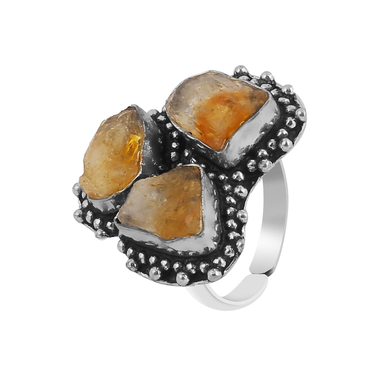 Certified Original Raw Citrine Money Stone Ring for Wealth and Abundance