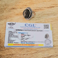 Divinity Certified Black Tourmaline Crystal Ring for Protection, Motivation, and Healing