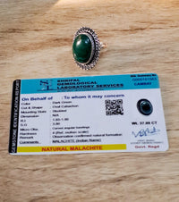 Divinity Certified Malachite Adjustable Crystal Ring for Love - Guardian of Heart Unisex Design