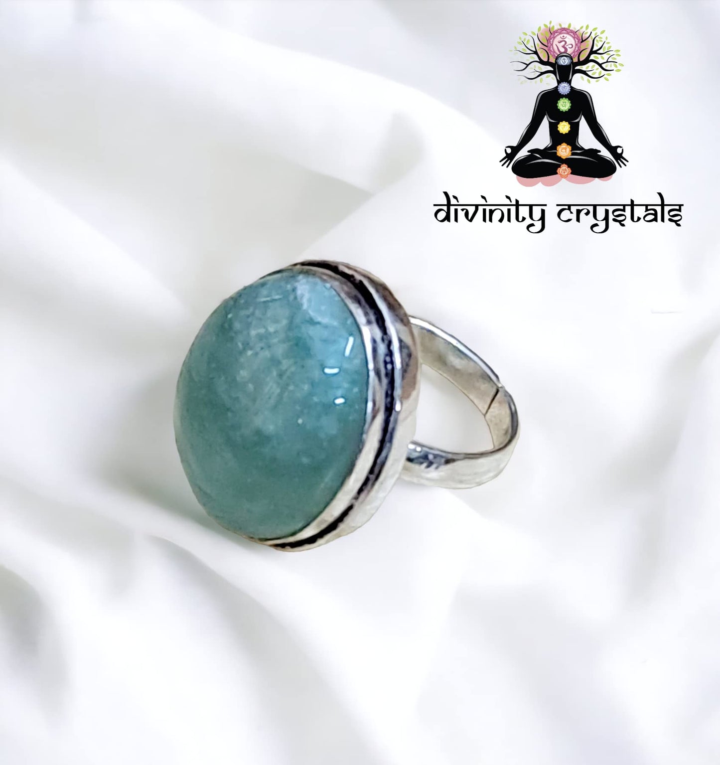 Divinity Certified Green Aventurine Crystal Ring - Adjustable for Abundance, Prosperity, Self Love, Wealth, and Protection