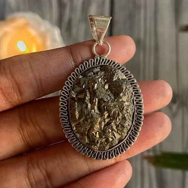 Natural Pyrite Crystal Pendant for Wealth, Prosperity, and Good Luck - Unisex Certified