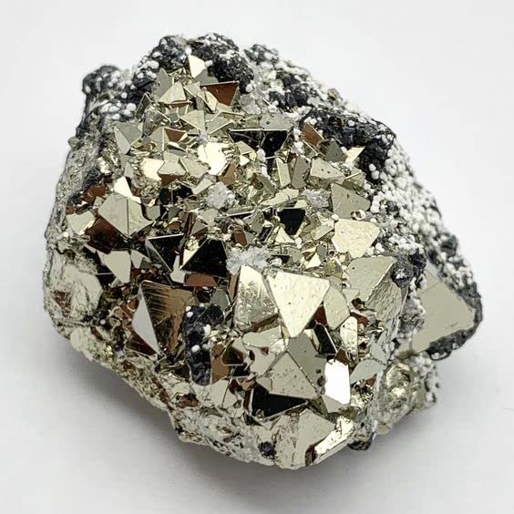 Golden Pyrite Crystal Cluster Geode - Original 740g High Energy Iron Pyrite Stone in Pine Wood Box for Abundance and Reiki