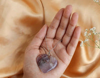 Genuine Amethyst Heart Pendant for Memory Power and Crown Chakra Healing