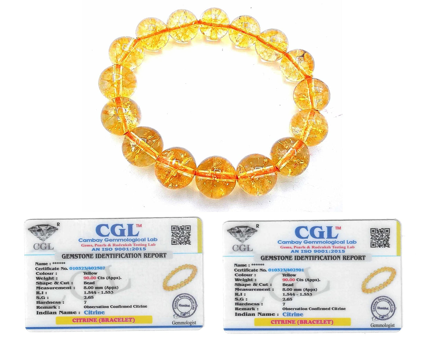 Divine Citrine Bracelet for Wealth - Certified AAA Grade Abundance Bracelet (Unisex) - Pack of 2 Default Title