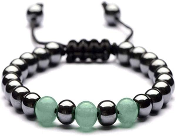 Hematite Green Aventurine Bracelet - 8mm Beads for Reiki Chakra Healing, Yoga, and Meditation - Unisex Certified Good Luck Crystal Bracelet