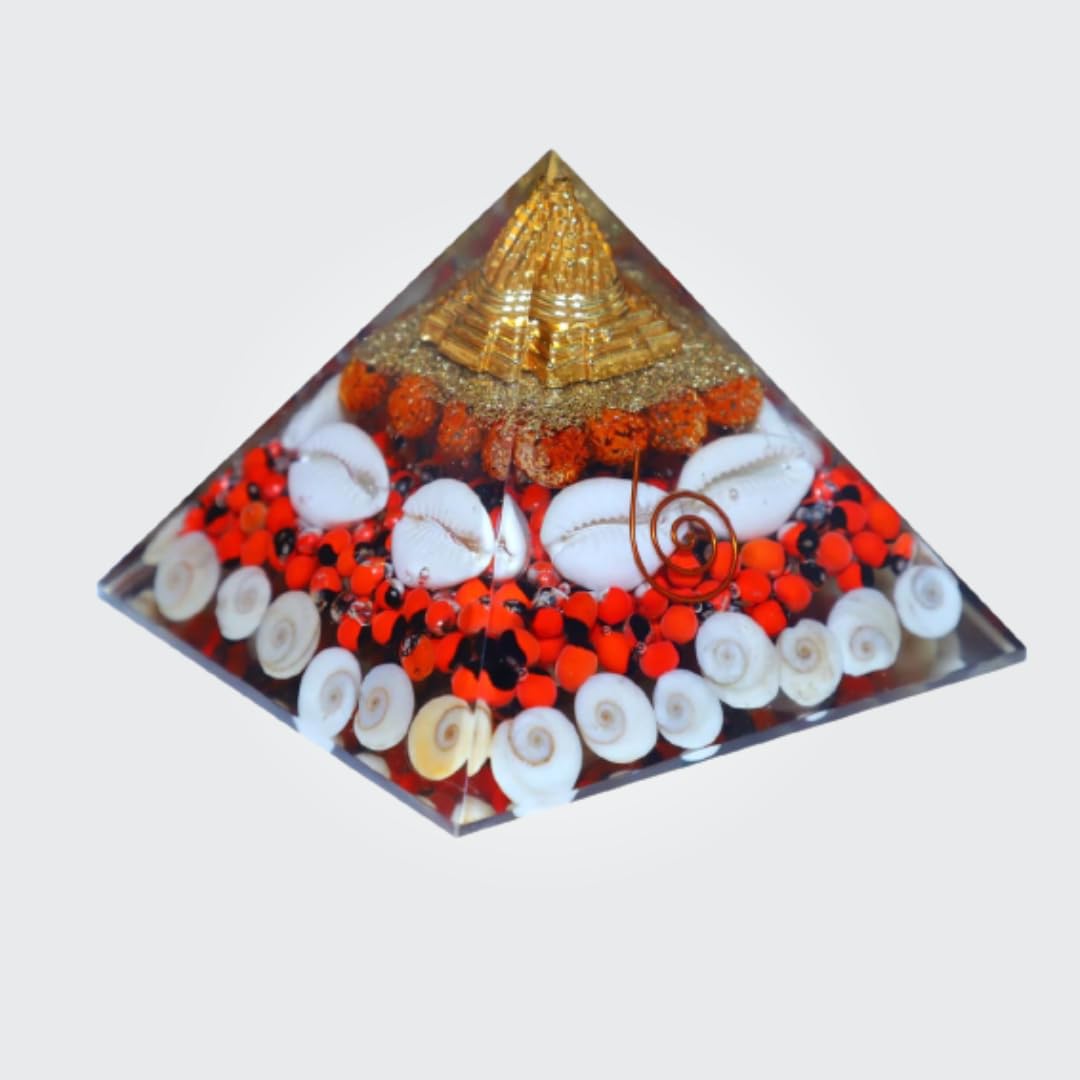 Divinity Crystals Natural Healing Orgone Pyramid Home Decor Vastu for Home Study Table Office Desk Reiki Feng Shui Symbol Crystal Showpieces for Home Decor Education Gifts