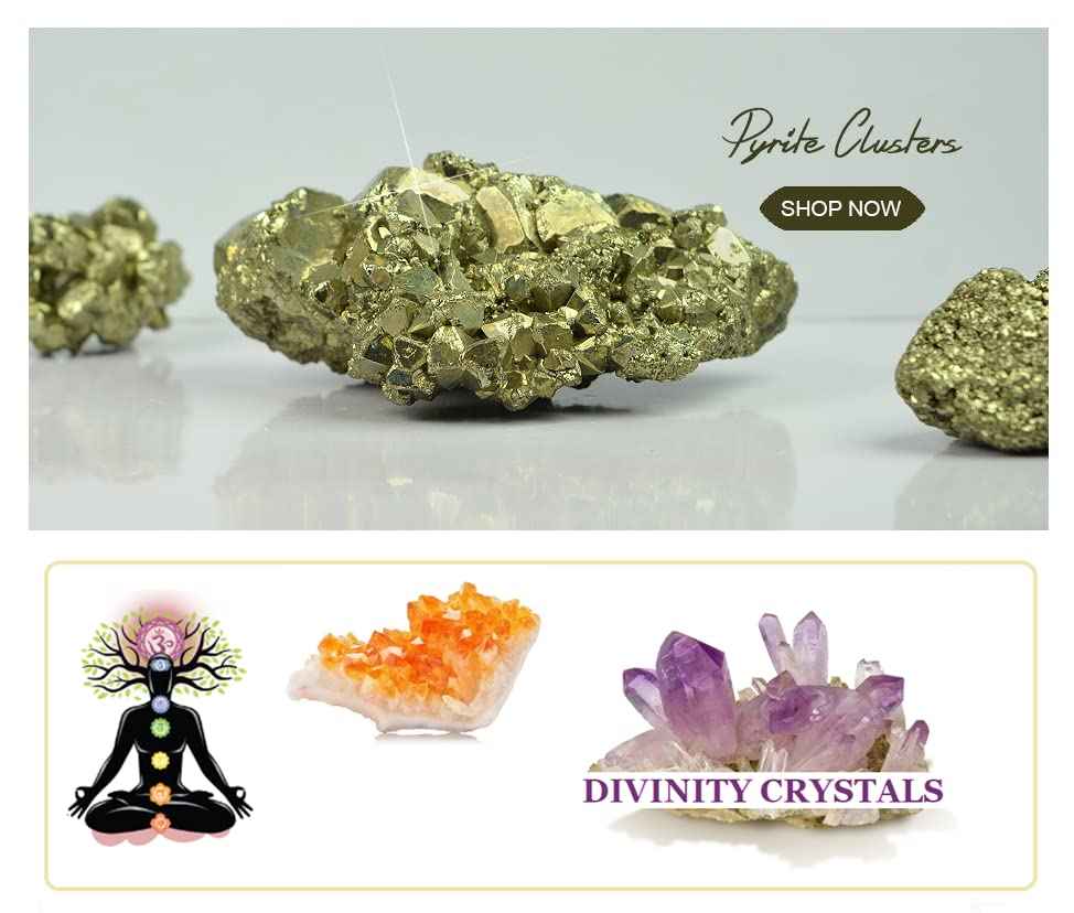 Divinity Crystals Pyrite Stone Cluster - High Energy Original Iron Pyrite for Willpower and Manifestation (180 to 360 Carats)