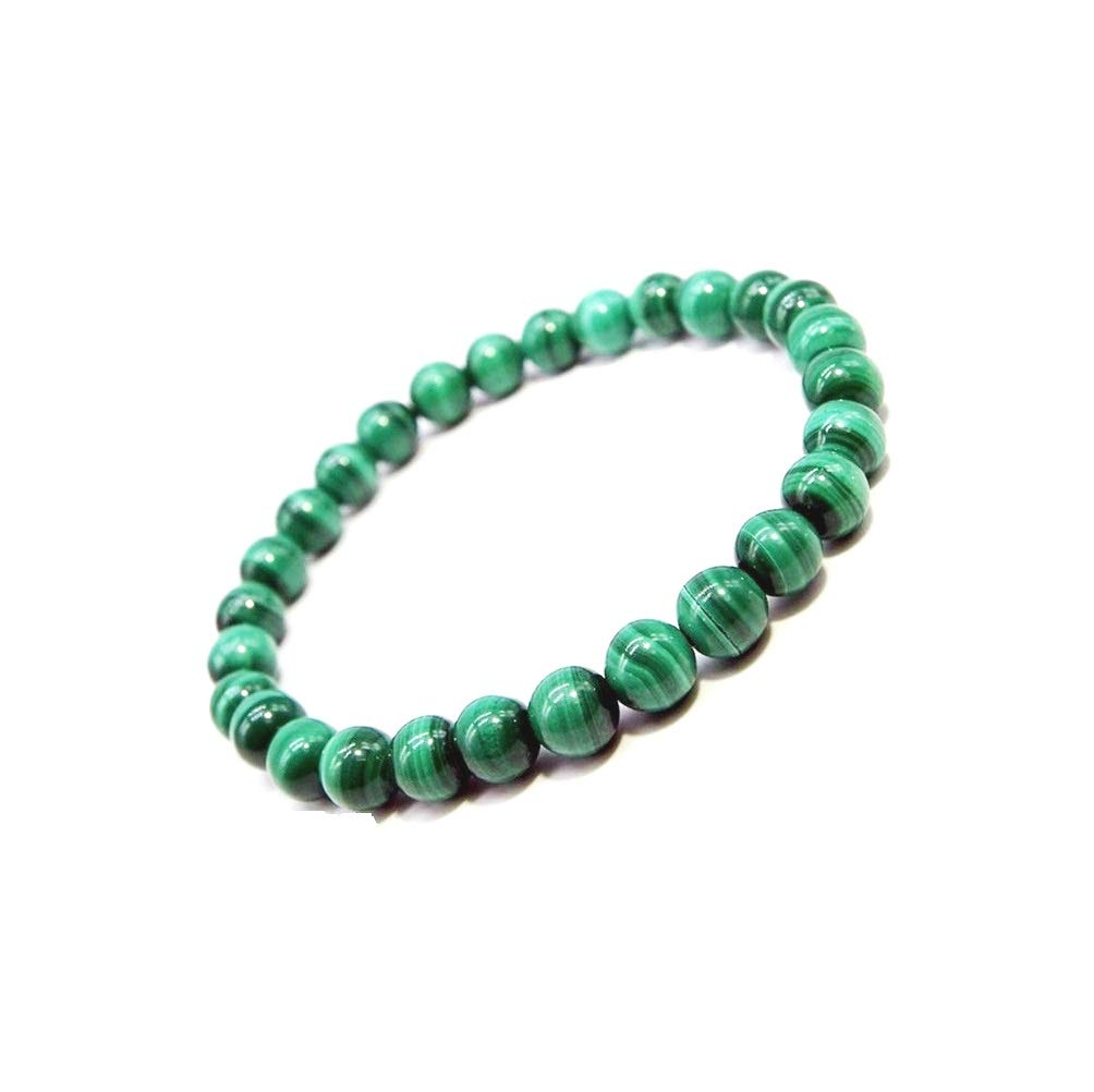 Divinity Crystals Malachite Gemstone Bracelet - 8mm Natural Semi Precious Round Beads for Reiki Healing and Chakra Balance Default Title